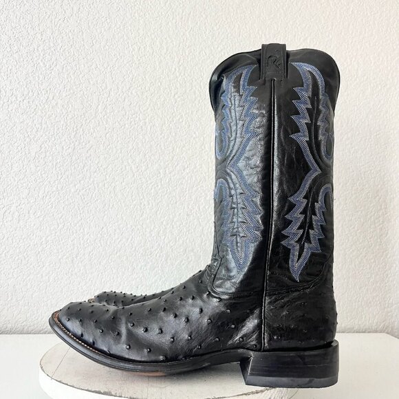 NEW Rod Patrick Mens Cowboy Boots 13.5AA Black Ostrich Leather Western Round Toe - Picture 4 of 12